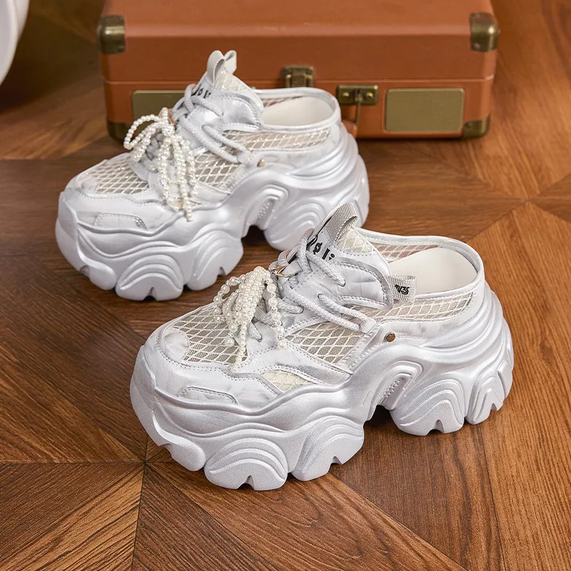 Milan Love Song Rubber Sole Rhinestone Stitching Abrasion Resistant Slip Resistant Wrap toe Slippers Women's White-13