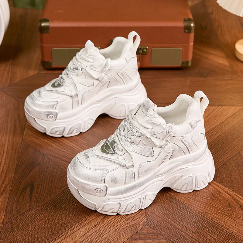 Milan Love Song Cushioned Wear Resistant Height Increasing Low Top Chunky Sneakers Women's-5
