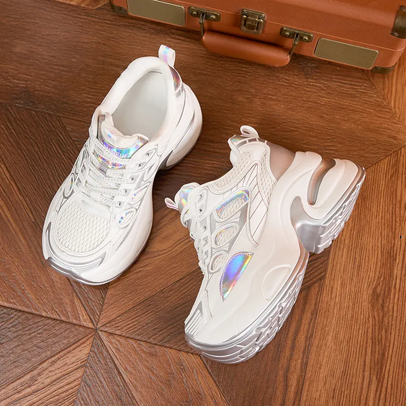 Milan Love Song Cushioned Wear Resistant Height Increasing Low Top Chunky Sneakers Women's-1