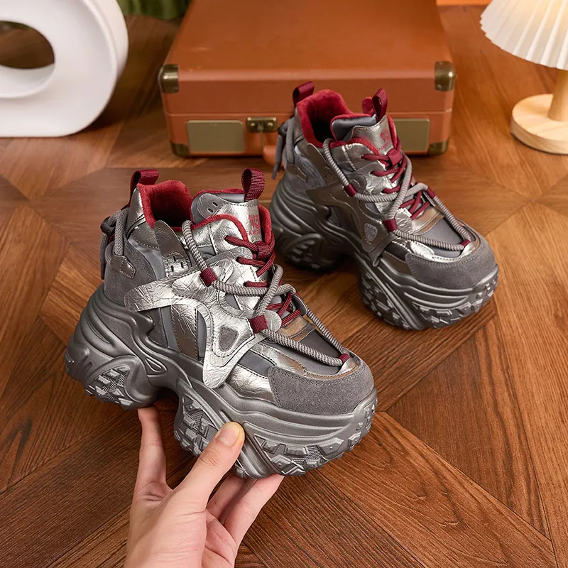 Milan Love Song Wear Resistant Height Increasing Warm Mid Top Chunky Sneakers Women's-2