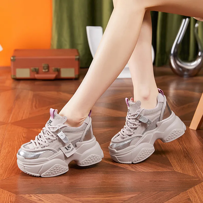 Milan Love Song Height Increasing Balance Wear-Resistant Slip-Resistant Low-Top Chunky Sneakers Women's-9