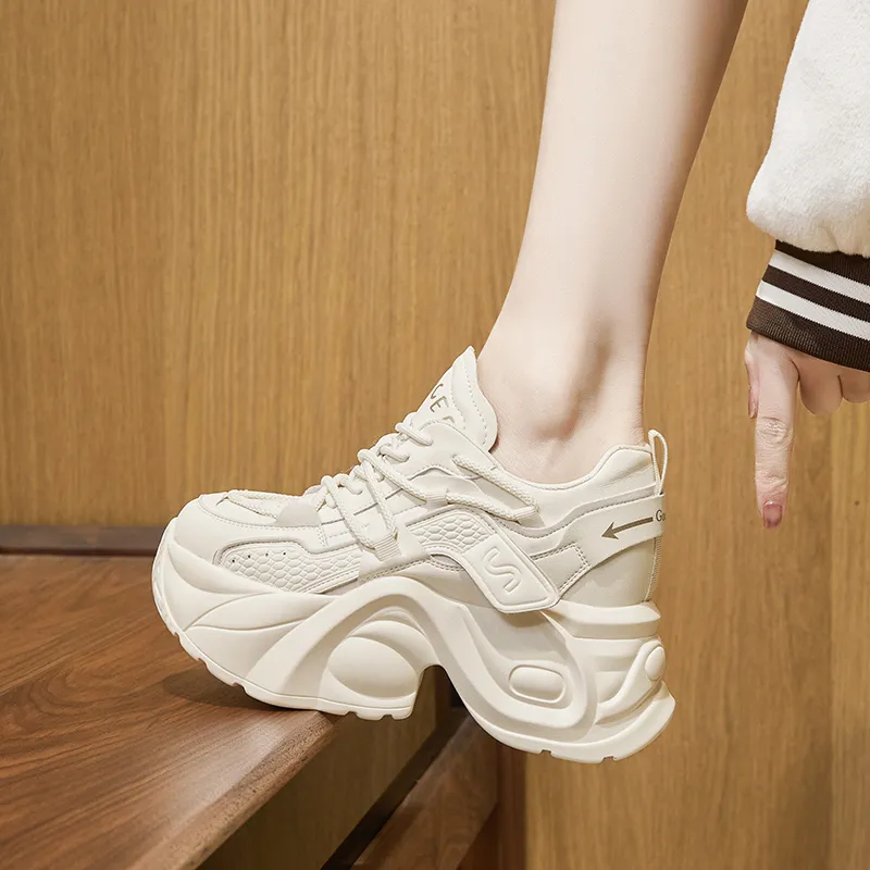 Milan Love Song Height Increasing Wear-Resistant Slip-Resistant Low-Top Chunky Sneakers 8cm Women's-2