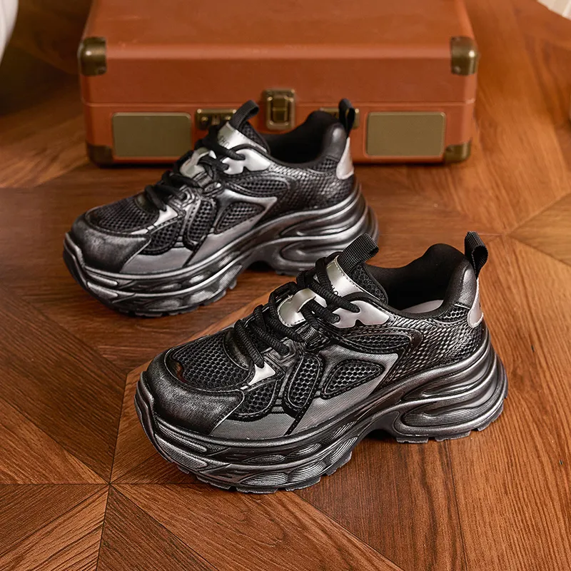 Milan Love Song Wear Resistant Lightweight Height Increasing Low Top Chunky Sneakers Women's-1