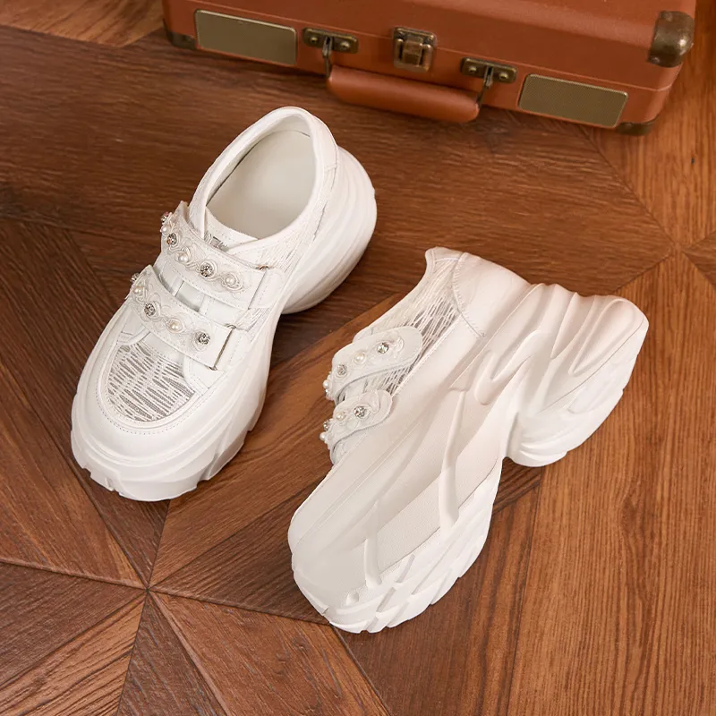 Milan Love Song White Sneakers Height Increasing Lightweight Breathable Low Top Casual Shoes Women's Solid Color-13