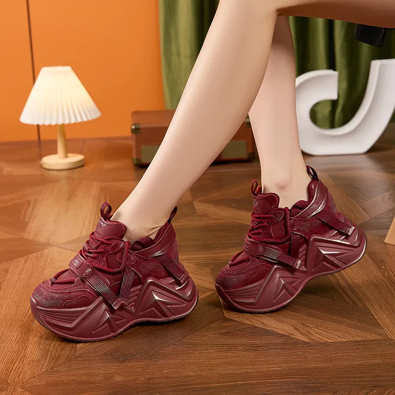 Milan Love Song Cushioned Wear Resistant Height Increasing Low Top Chunky Sneakers Women's-1