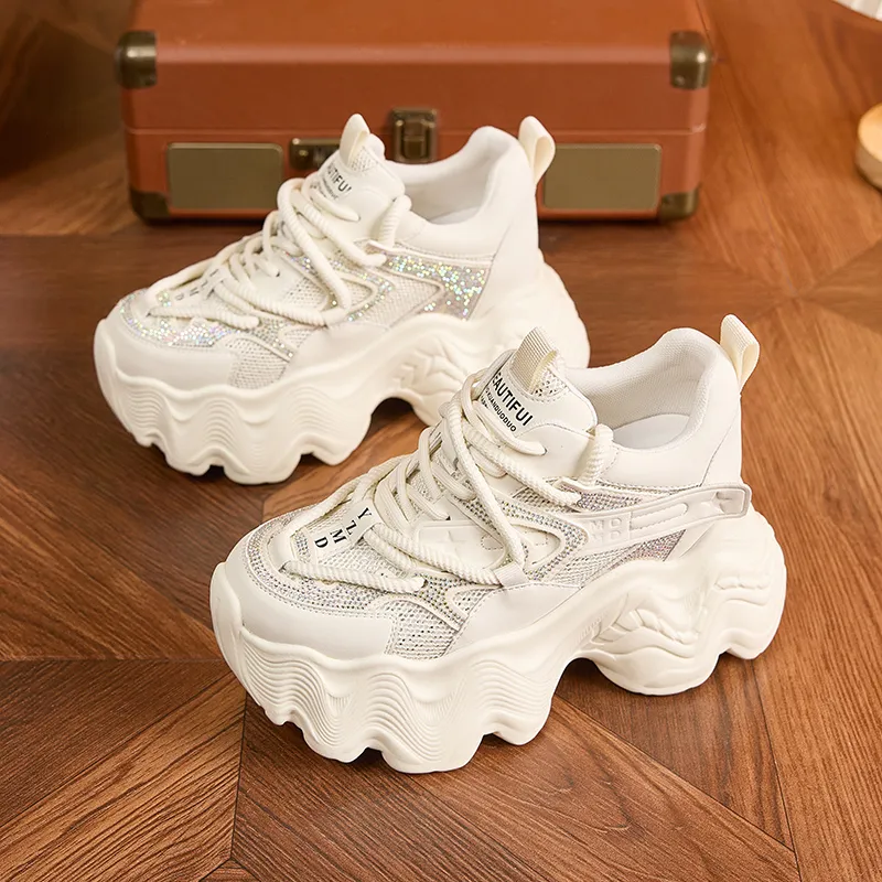 Milan Love Song Cushioned Wear Resistant Height Increasing Low Top Chunky Sneakers Women's-13