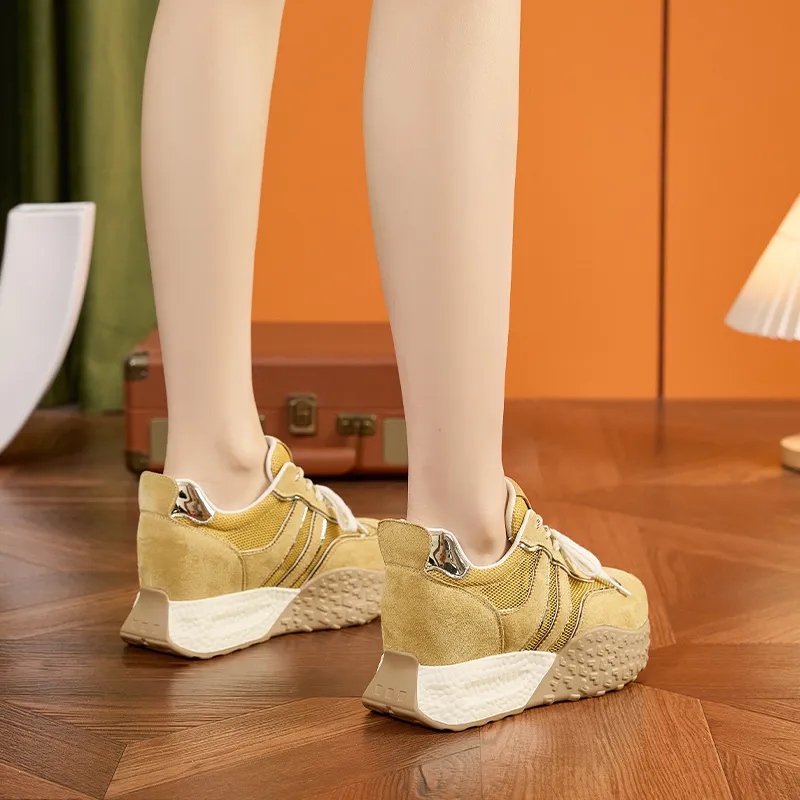 Milan Love Song Height Increasing Abrasion Resistant Slip Resistant Low Top Casual Shoes Women's Solid Color-13