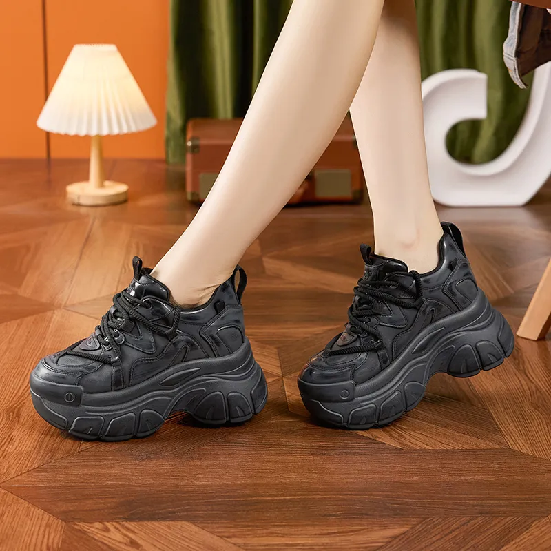 Milan Love Song Cushioned Wear Resistant Height Increasing Low Top Chunky Sneakers Women's-11