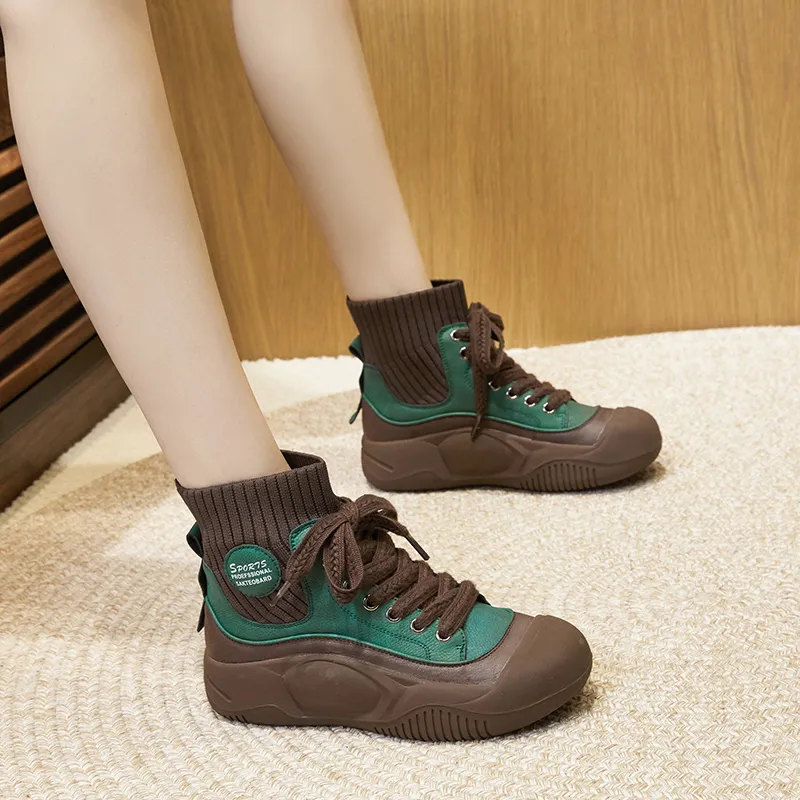 Milan Love Song Wear-Resistant Lightweight Height Increasing High-Top Casual Shoes Women's-23