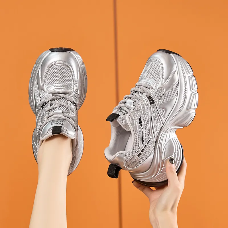 Milan Love Song Cushioned Wear Resistant Height Increasing Low Top Chunky Sneakers Women's-8