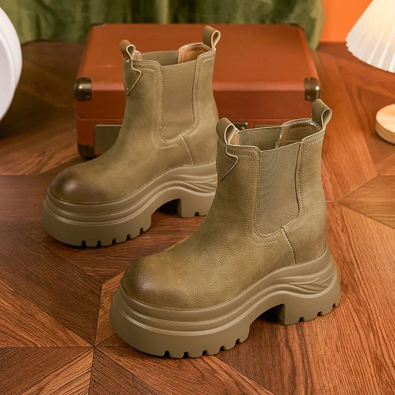 Milan Love Song Short Martin Boot High Heel Women's Solid Color-5