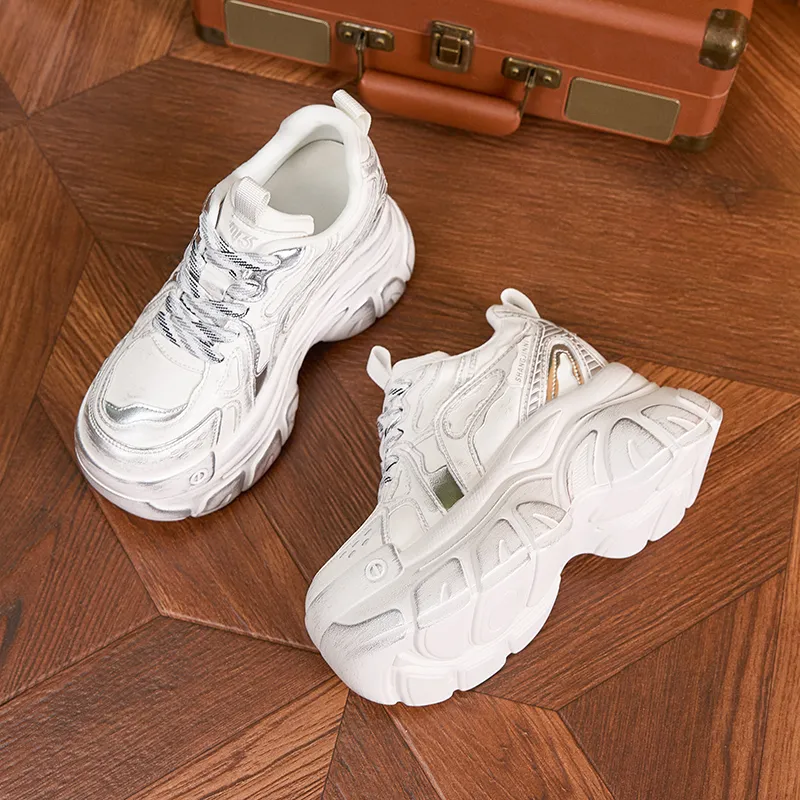 Milan Love Song Cushioned Wear Resistant Height Increasing Low Top Chunky Sneakers Women's-9