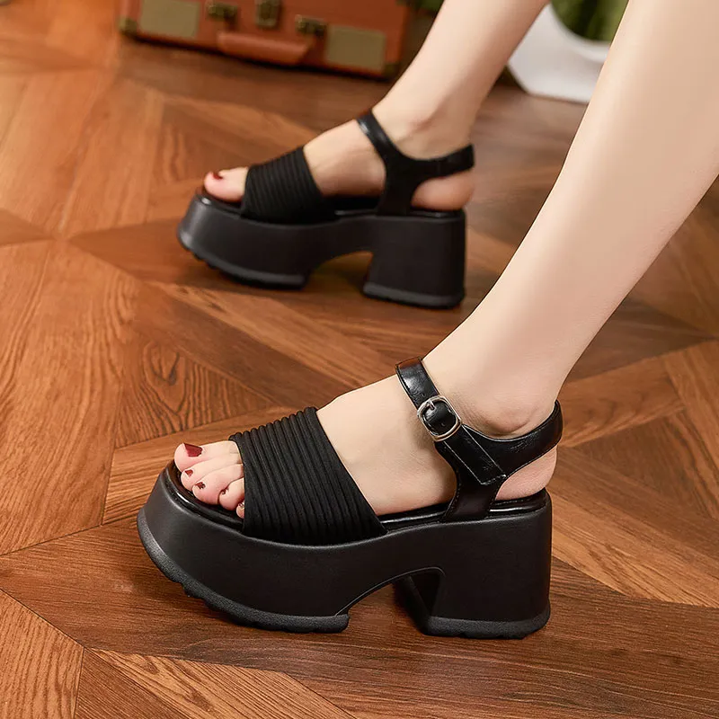 Milan Love Song Roman Sandals 8.5 Cm Women's Black-3