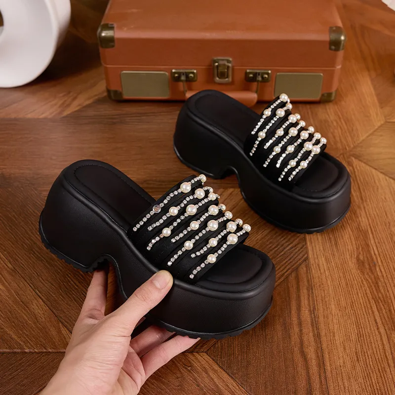 Milan Love Song Rubber Foam Outsole Rhinestone Slip Resistant Abrasion Resistant Cushioning Slide Slippers Women's-5