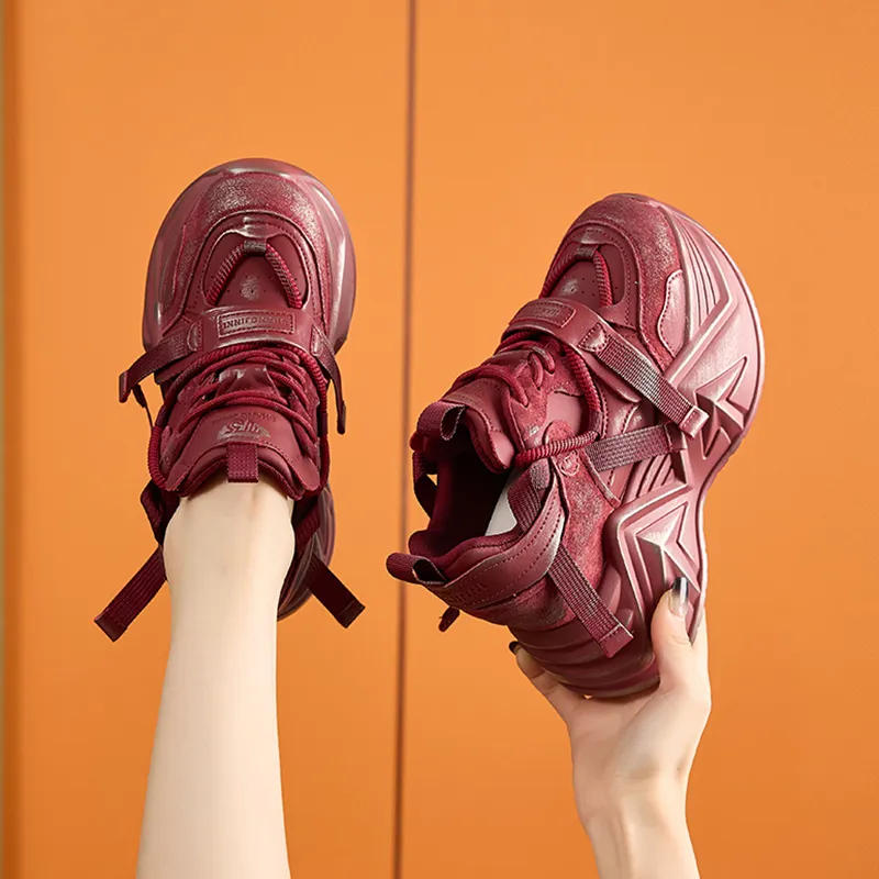 Milan Love Song Cushioned Wear Resistant Height Increasing Low Top Chunky Sneakers Women's-2