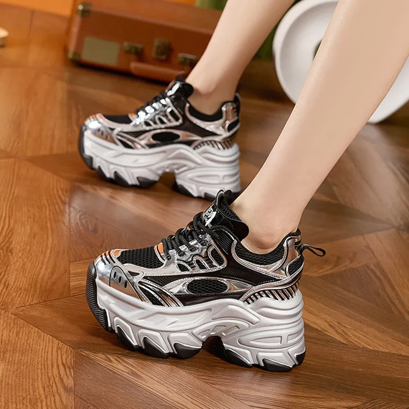 Milan Love Song Wear Resistant Height Increasing Low Top Chunky Sneakers Women's-6
