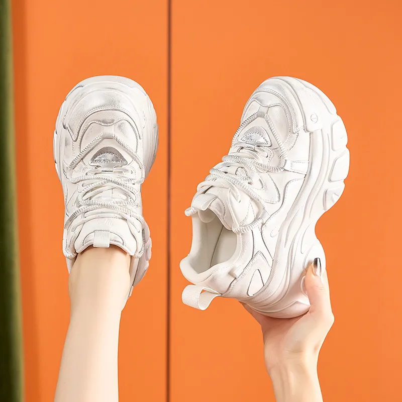 Milan Love Song Cushioned Wear Resistant Height Increasing Low Top Chunky Sneakers Women's-1