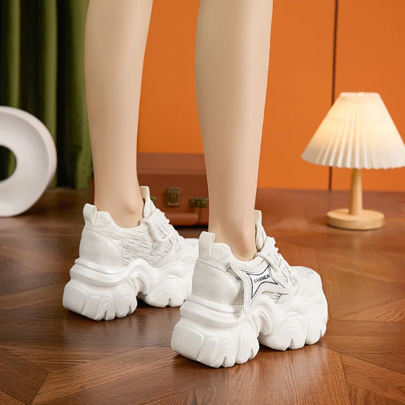 Milan Love Song Breathable Lightweight Height Increasing Low Top Chunky Sneakers Women's-6