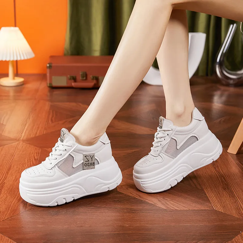 Milan Love Song Cushioning Height Increasing Wear-Resistant Quick Dry Low-Top Skateboard Shoes Women's White-4
