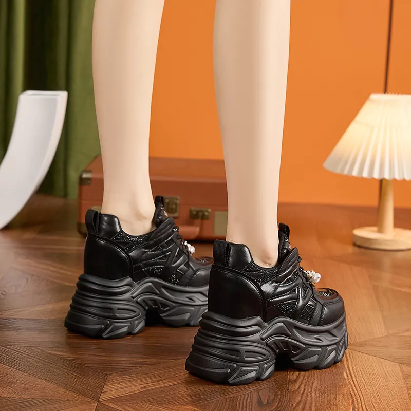 Milan Love Song Wear Resistant Lightweight Height Increasing Low Top Chunky Sneakers Women's-7