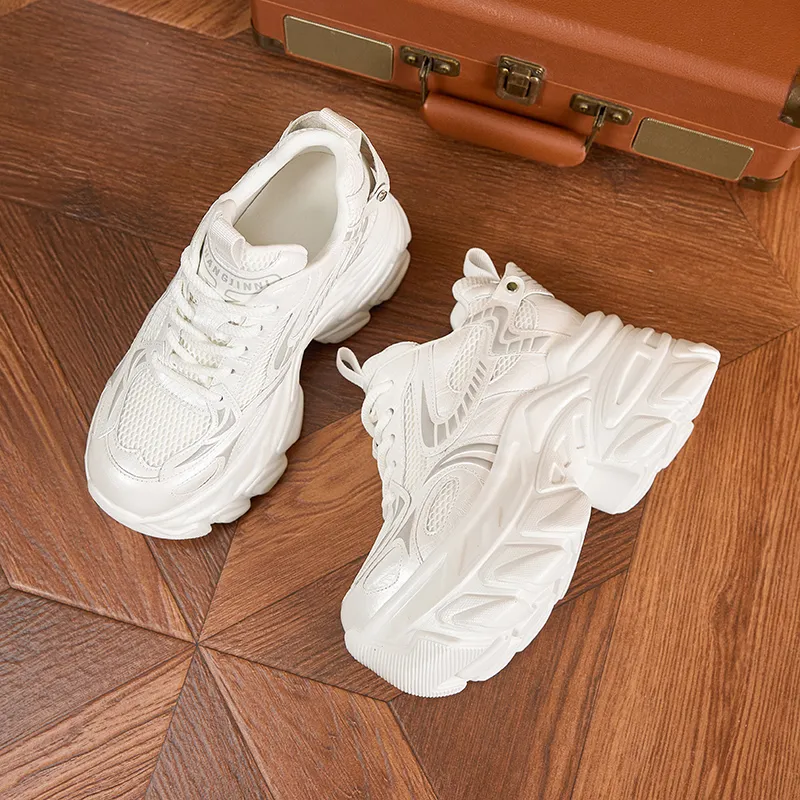 Milan Love Song Cushioned Wear Resistant Height Increasing Low Top Chunky Sneakers Women's-4