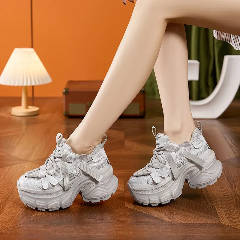 Milan Love Song Wear Resistant Lightweight Height Increasing Low Top Chunky Sneakers Women's-2