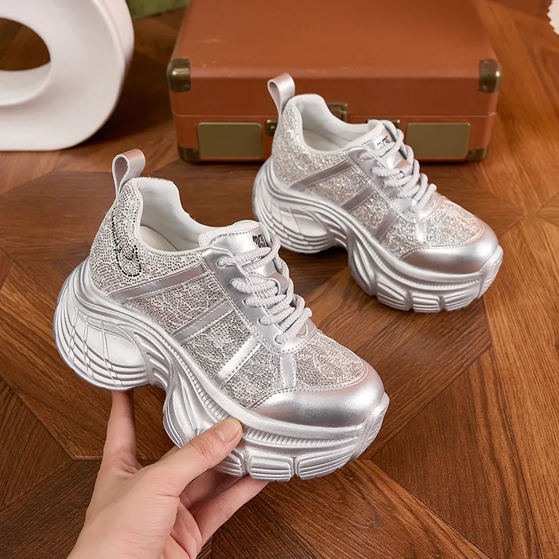 Milan Love Song Moisture Wicking Lightweight Low Top 8cm Chunky Sneakers Women's-15