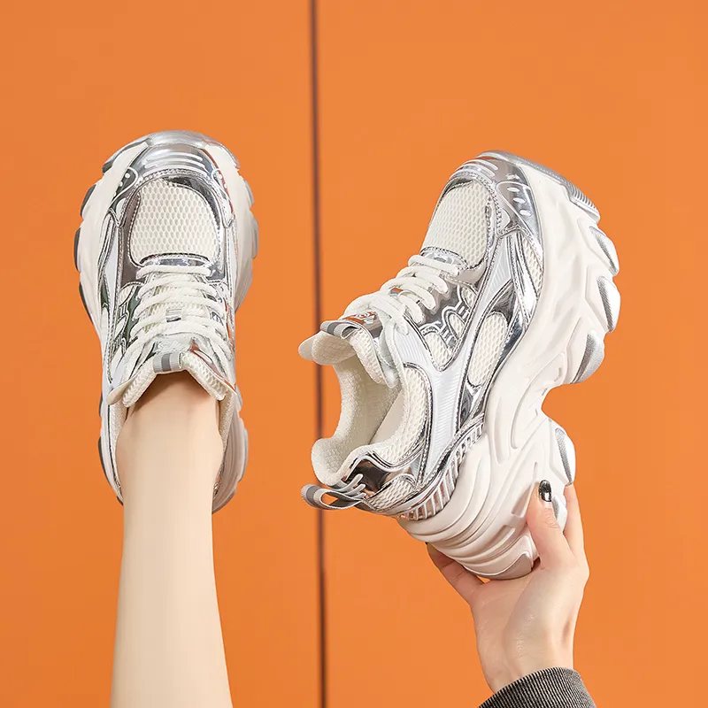 Milan Love Song Wear Resistant Height Increasing Low Top Chunky Sneakers Women's-8