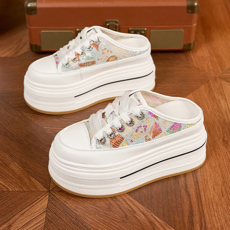 Milan Love Song Embroidery Abrasion Resistant Slip Resistant Closed Toe Slippers Women's-7