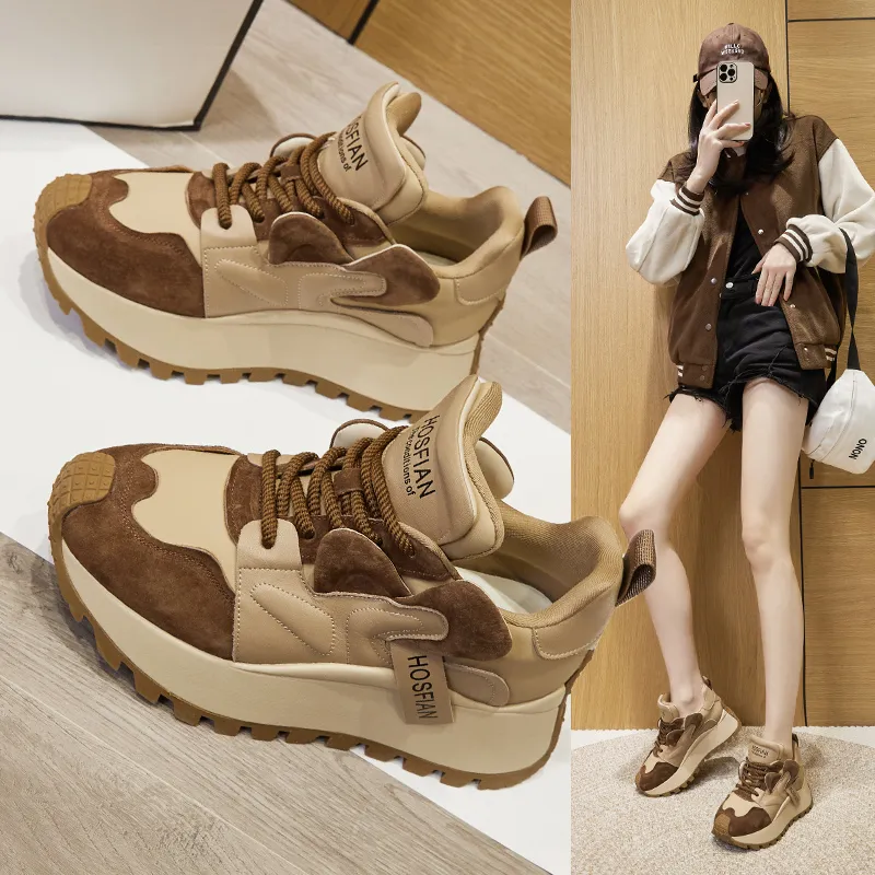 Milan Love Song Cushioning Height Increasing Wear-Resistant Low-Top Casual Shoes 6cm Women's-8