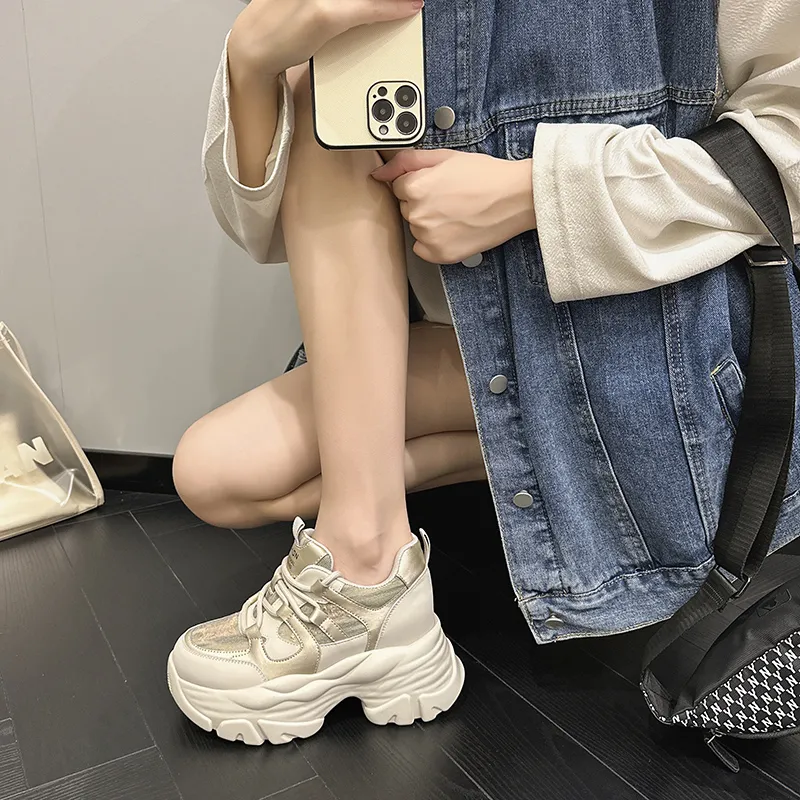Milan Love Song Anti-Slip And Wear-Resistant Height Increasing Low-Top Chunky Sneakers Women's-6
