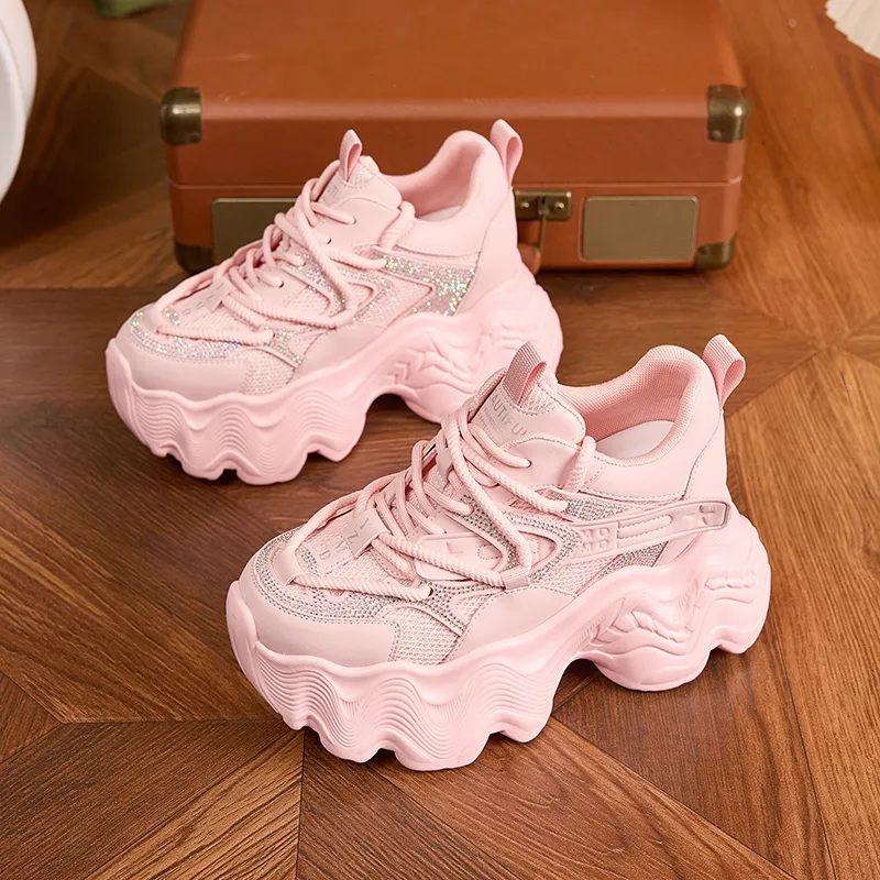 Milan Love Song Cushioned Wear Resistant Height Increasing Low Top Chunky Sneakers Women's-2