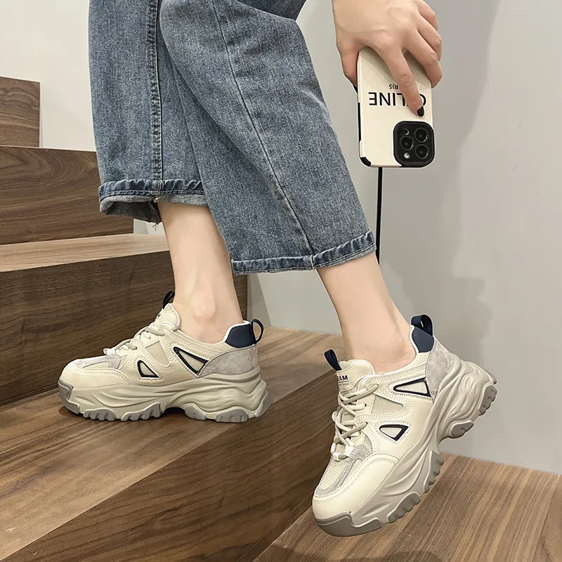 Milan Love Song Cushioning Height Increasing Wear Resistant Low Top Chunky Sneakers 6cm Women's-6