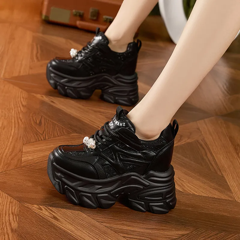 Milan Love Song Wear Resistant Lightweight Height Increasing Low Top Chunky Sneakers Women's-10
