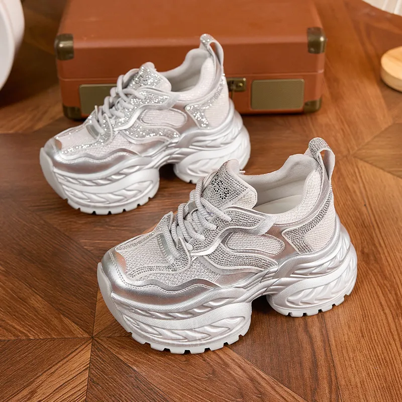Milan Love Song Breathable Lightweight Height Increasing Low Top Chunky Sneakers Women's-1