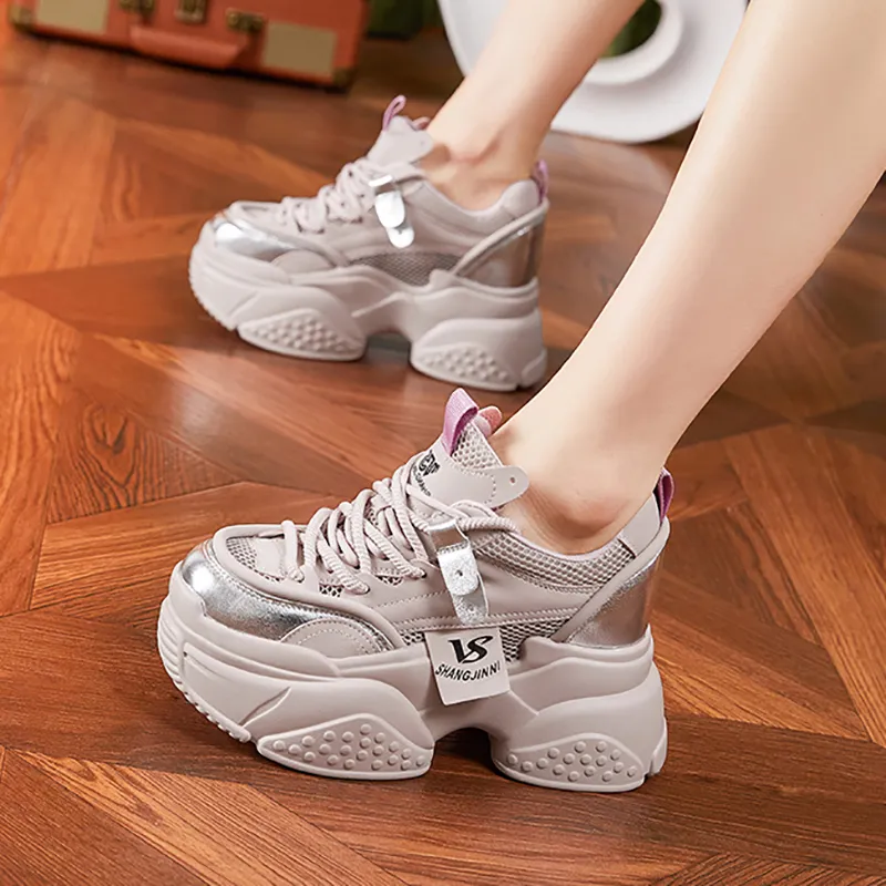 Milan Love Song Height Increasing Balance Wear-Resistant Slip-Resistant Low-Top Chunky Sneakers Women's-8