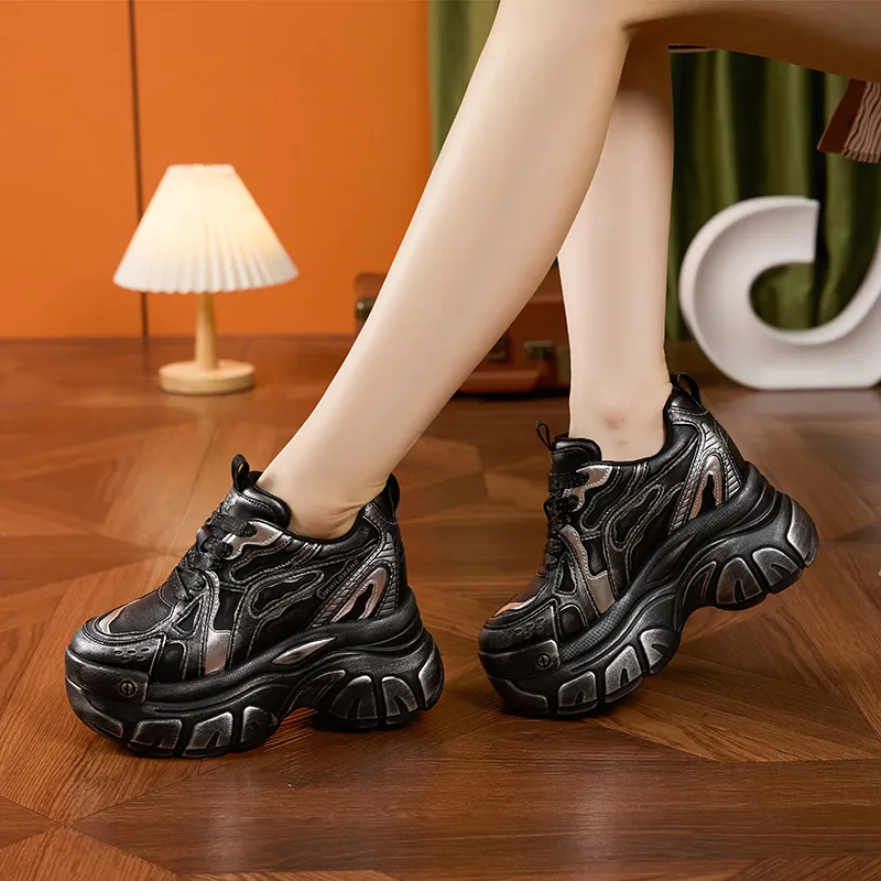 Milan Love Song Cushioned Wear Resistant Height Increasing Low Top Chunky Sneakers Women's-13