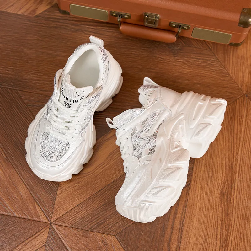 Milan Love Song Breathable Lightweight Height Increasing Low Top Chunky Sneakers Women's-8