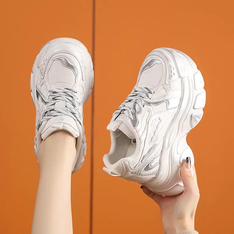 Milan Love Song Cushioned Wear Resistant Height Increasing Low Top Chunky Sneakers Women's-7