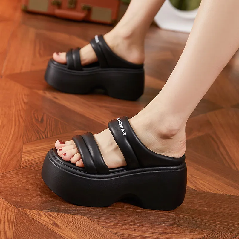 Milan Love Song Quiet Slip-Resistant Quick Dry Slide Slippers Women's Black-4