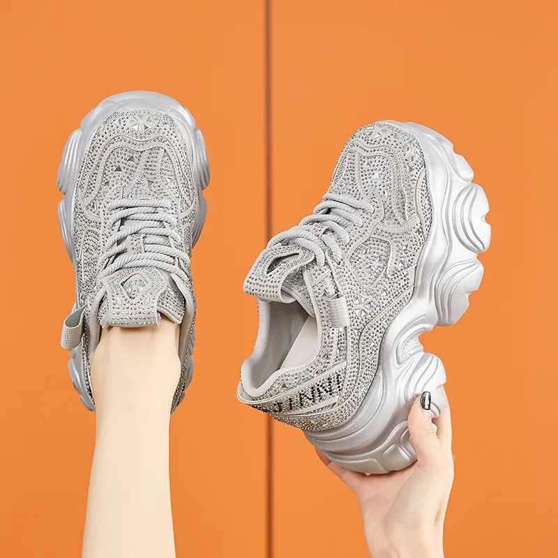 Milan Love Song Wear Resistant Lightweight Height Increasing Low Top Chunky Sneakers Women's-5