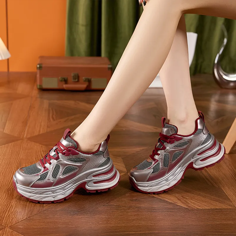 Milan Love Song Wear Resistant Lightweight Height Increasing Low Top Chunky Sneakers Women's-6