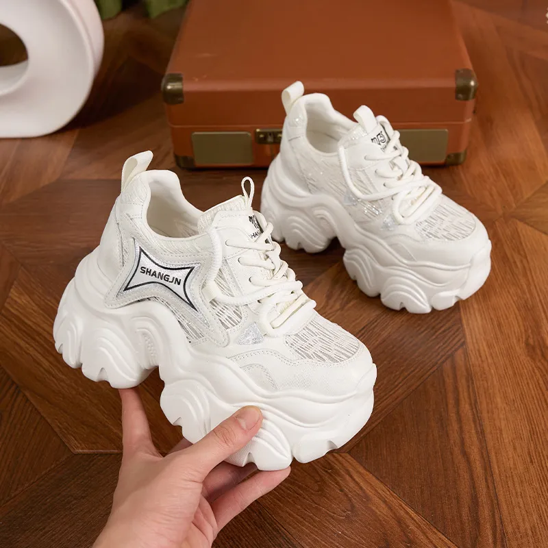 Milan Love Song Breathable Lightweight Height Increasing Low Top Chunky Sneakers Women's-3
