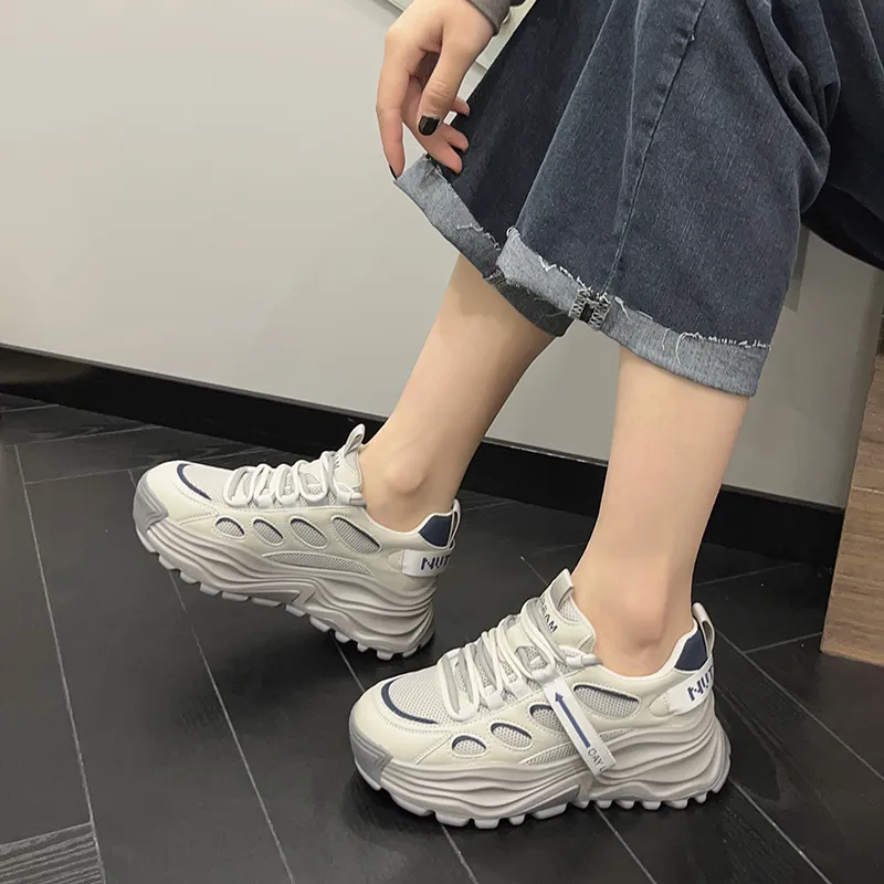 Milan Love Song Cushioning Height Increasing Slip-Resistant Low-Top Chunky Sneakers 7cm Women's-5