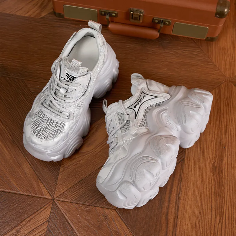 Milan Love Song Breathable Lightweight Height Increasing Low Top Chunky Sneakers Women's-16