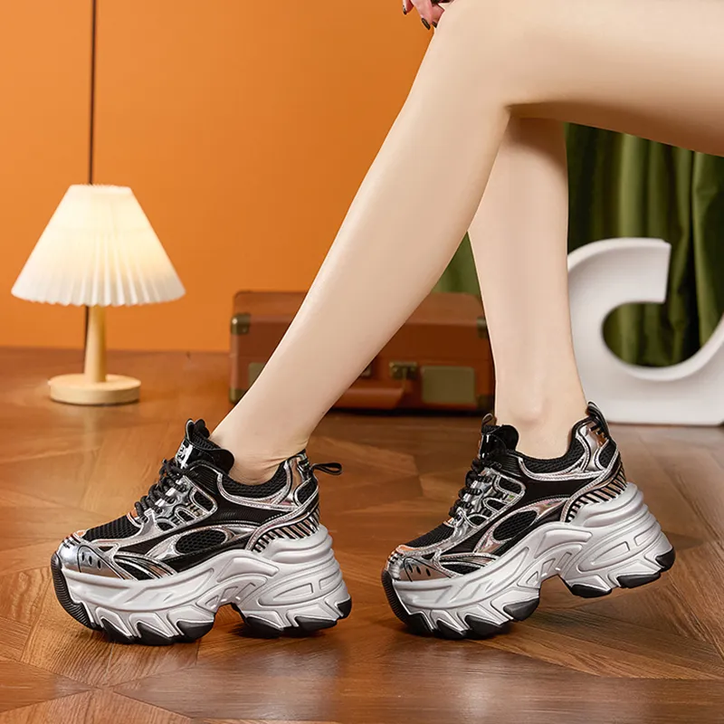Milan Love Song Wear Resistant Height Increasing Low Top Chunky Sneakers Women's-5