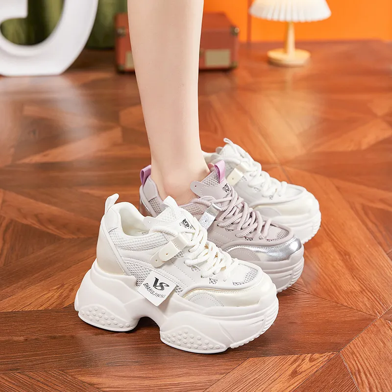 Milan Love Song Height Increasing Balance Wear-Resistant Slip-Resistant Low-Top Chunky Sneakers Women's-2