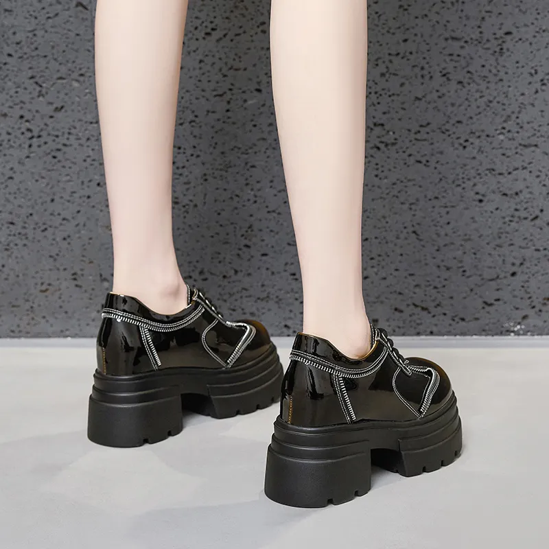 Milan Love Song Chunky Heel High Heels 10cm Women's Black-7