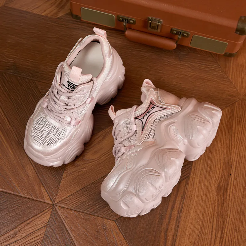 Milan Love Song Breathable Lightweight Height Increasing Low Top Chunky Sneakers Women's-9