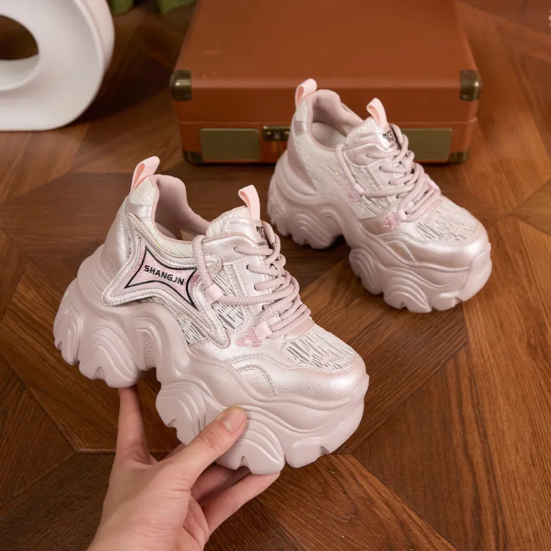 Milan Love Song Breathable Lightweight Height Increasing Low Top Chunky Sneakers Women's-10